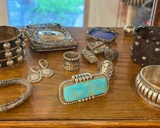 DAN DODSON NAVAJO TURQUOISE STERLING SILVER RING, TC STERLING CUFF & OTHER GORGEOUS STERLING SILVER, GUCCI CUFF