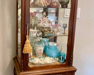 FRENCH TALL NARROW CARVED CHINA CLOSET/DISPLAY CABINET CUPBOARD
