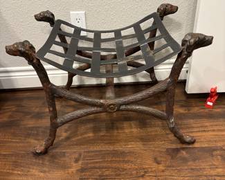 ROMAN FORM BRONZE DOG HEAD CURULE SEAT