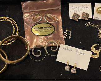 WISMAR EARRINGS, JUDITH REPCA EARRINGS, ITALY 14K GOLD EARRINGS, JAMES AVERY STERLING & 14K GOLD EARRINGS