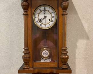ANTIQUE WALL CLOCK-STAMPED ON BACK STOCKACH & NEUMEISTER UHRMACHER OPTIKER GOLD