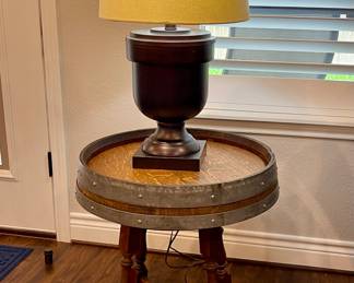 WINE BARREL LAZY SUSAN, ACCENT TABLE