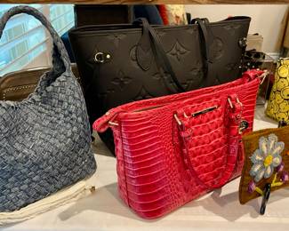 DENIM WEAVE BAG, BRAHMIN PURSE, LOUIS VUITTON BLACK PURSE