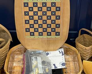 ALL-IN-ONE LONGABERGER GAME BASKET WITH LEATHER HANDLES
