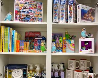 GAMES, BOOKS, PUZZLES-ITEMS ARE NEW & WOULD MAKE GREAT GIFTS! RAE DUNN MUGS