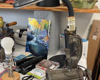 DESK LAMP, SAUSAGE GRINDER CONVERTED INTO LAMP