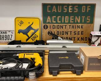 VINTAGE SIGNS, DE WALT DRILL