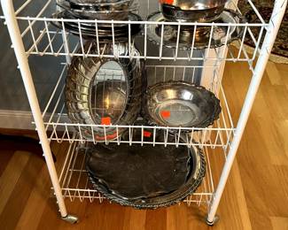 Collection of silver plate serving dishes