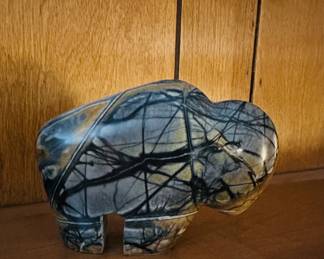 Picasso marble stone, bison sculpture