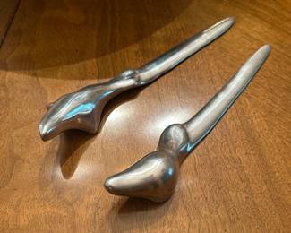 Signed Hoselton cast polished aluminum MCM bird/animal letter opener/paper knife