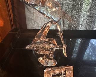 Mother and baby whale large Swarovski figurine