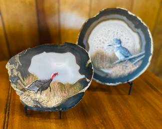 Absolutely beautiful hand painted and signed . Art on agate
