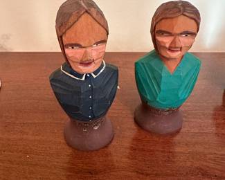 Signed R Audet folk art wood figurine