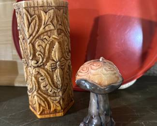 Vintage mushroom candle, vintage platters