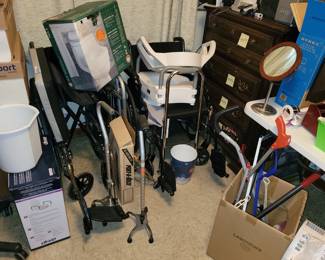 Lots of Mobility Devices, Grabbers, Elevated Toilet Seats, Walkers, Rollators