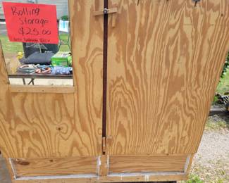 Large Custom Built Armoire on Wheels. Great Storage for Hangable Items.