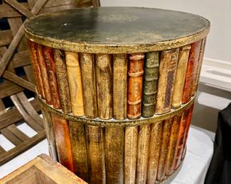 leather faux book footed ottoman/storage