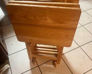 Wood TV Tray Set