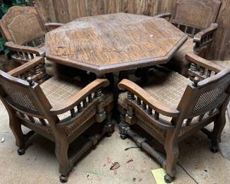 Vintage Table w/ 4 Club Chairs
