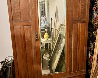 English Oak Edwardian Wardrobe