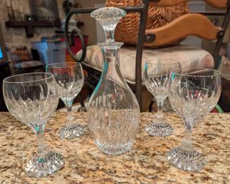 Baccarat Messena water goblets and decanter