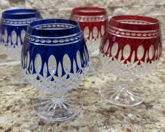 Waterford Crystal Clarendon Ruby and Colbalt Blue cut to clear