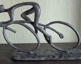 Brutalist Cast Iron Cyclist Racing