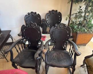 3202  2 Wooden Chairs and Bench Seat 