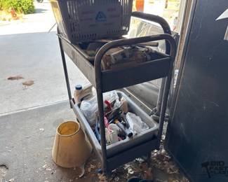 1610  2 Metal Carts, Screws, Motor, Air Hose Attachments  More 