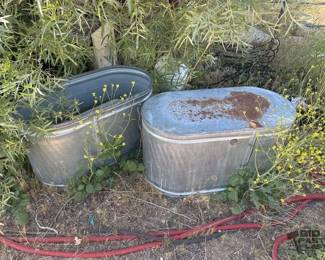 5002  2 Galvanized Steel Oval Troughs 