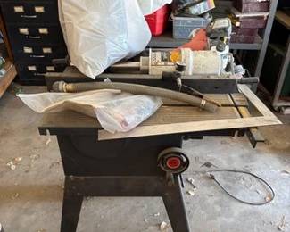 1534 Saw Table, Air Powered Pump, Funnels More