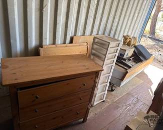 4106  Dresser, Twin Size Bed Frame, Plastic Organizer 