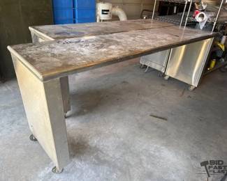 2038  2 Commercial Metal Rolling Tables 