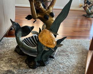 Bronze mermaid round End table