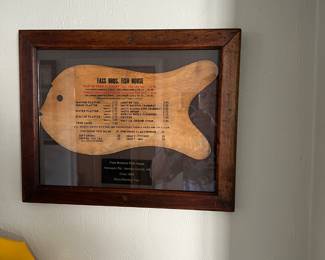 Old framed restaurant menu