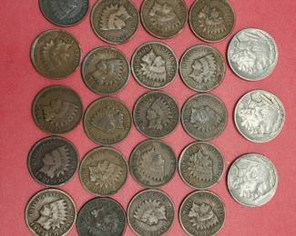 20 Indianhead Cents and 3 Buffalo Nickels