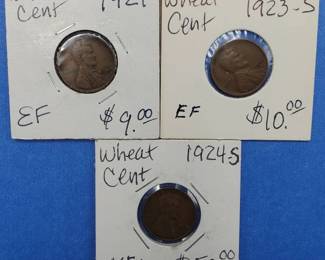 1921, 1923-S & 1921-S Lincoln Cents Marked VF-XF