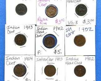 9-Piece Indian Cent Lot – 1902 to 1906