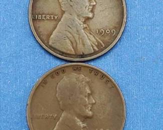 1909-VDB Lincoln Cent with full Wheat Lines & 1909 Lincoln Cent