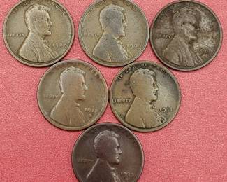 6 Wheat Cents--(3) 1909, 1911-D, 1912-D, 1913-D