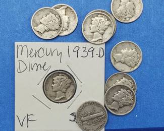 11 Mercury Dimes--90% Silver