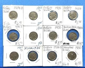 12-Piece Buffalo Nickel Lot – Mixed Dates 1929–1935