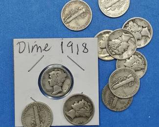 11 Mercury Dimes--90% Silver