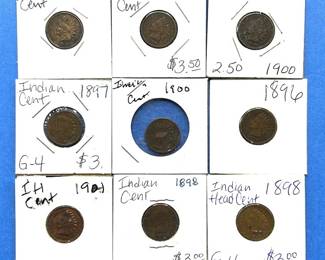 9-Piece Indian Cent Lot – 1896 to 1901