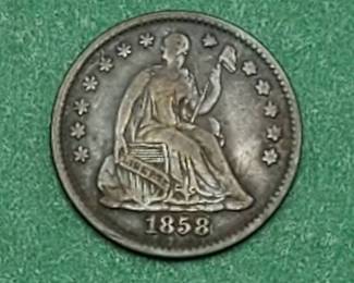 1858 Silver Seated Liberty Half Dime Higher Grade