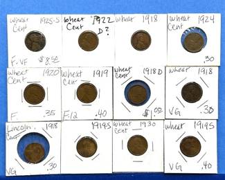 12-Piece Lincoln Wheat Cent Lot – 1918 to 1930 – Includes 1922-D? & 1925-S