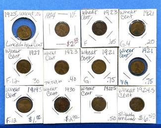 12-Piece Wheat Cent Lot – Lincoln Pennies from 1919 to 1930