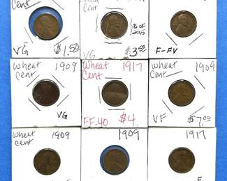 9-Piece Lincoln Wheat Cent Lot – Early Dates incl. 1909s, 1913s & 1926-S