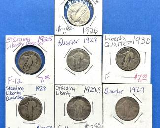 Lot of 7 Standing Liberty Quarters – 1925-1930