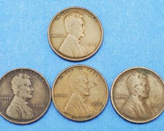1909-VDB Lincoln Cent plus (3) 1909 Lincoln Cents